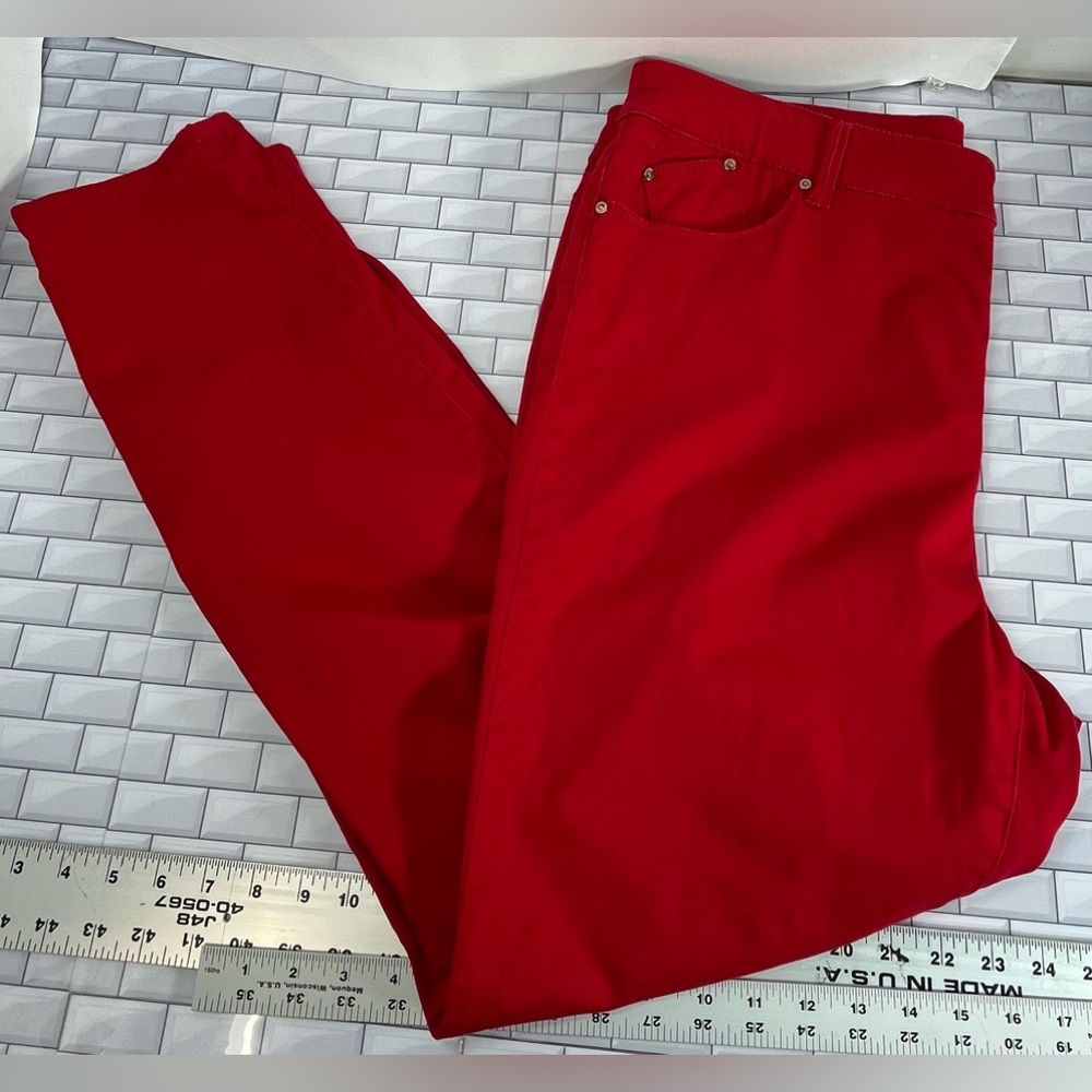 Chicos Jeggings Womens 16 The Platinum Red Cotton Stretch Modern Minimalist